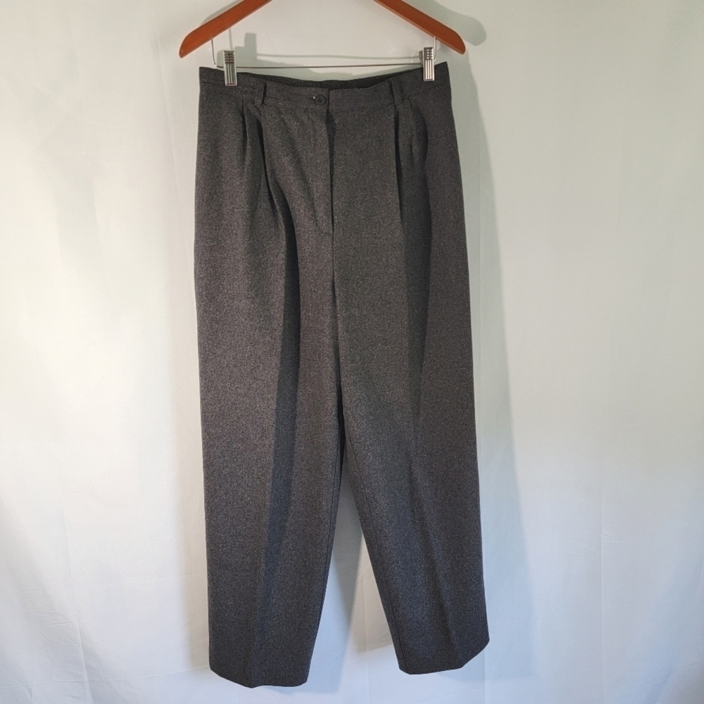 VTG Harve Bernard Gray Wool Blend High Rise Y2K Mom Pants Size 12 Pleated